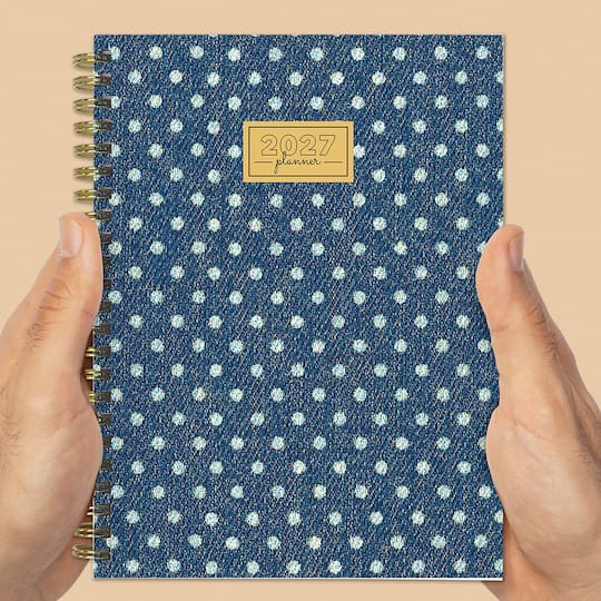 2027 Denim Dots Medium Weekly Monthly Planner
